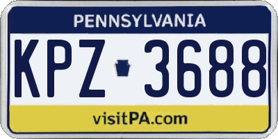 PA license plate KPZ3688
