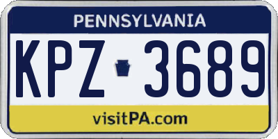 PA license plate KPZ3689