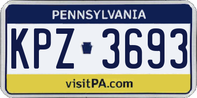 PA license plate KPZ3693