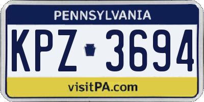 PA license plate KPZ3694