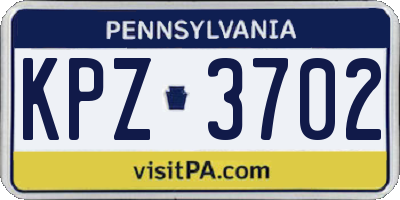 PA license plate KPZ3702