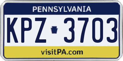 PA license plate KPZ3703