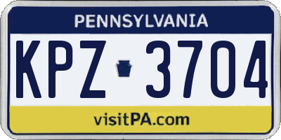 PA license plate KPZ3704