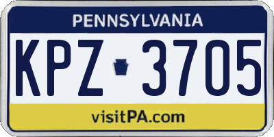 PA license plate KPZ3705