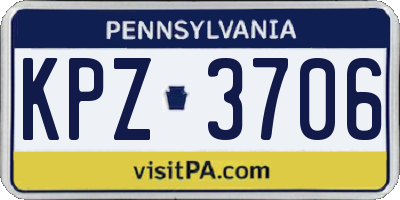 PA license plate KPZ3706