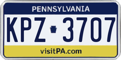 PA license plate KPZ3707