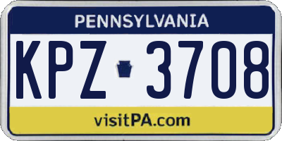 PA license plate KPZ3708
