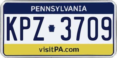 PA license plate KPZ3709