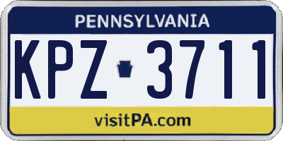 PA license plate KPZ3711