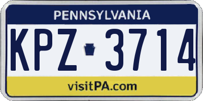 PA license plate KPZ3714