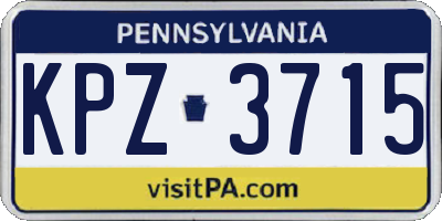 PA license plate KPZ3715