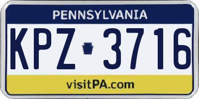 PA license plate KPZ3716