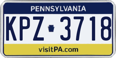 PA license plate KPZ3718