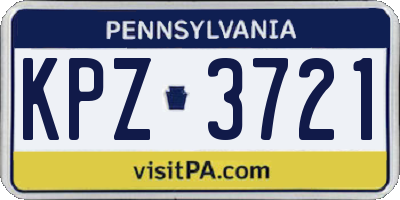 PA license plate KPZ3721