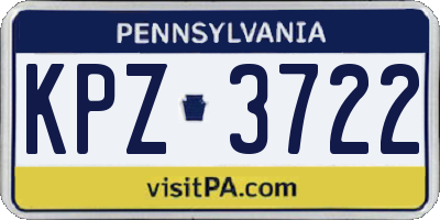 PA license plate KPZ3722