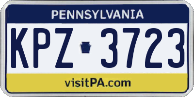 PA license plate KPZ3723