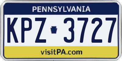 PA license plate KPZ3727