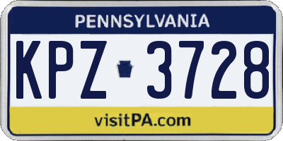 PA license plate KPZ3728