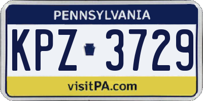 PA license plate KPZ3729