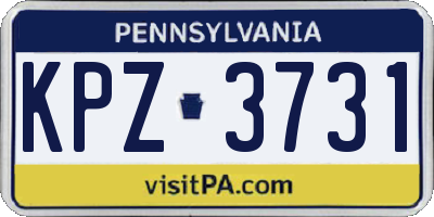 PA license plate KPZ3731