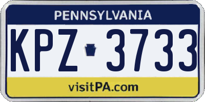 PA license plate KPZ3733