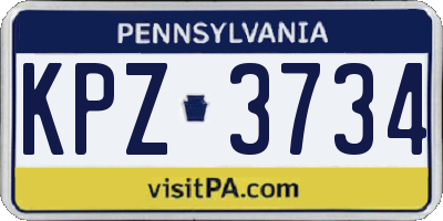PA license plate KPZ3734