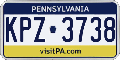 PA license plate KPZ3738