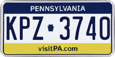 PA license plate KPZ3740