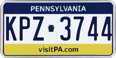 PA license plate KPZ3744