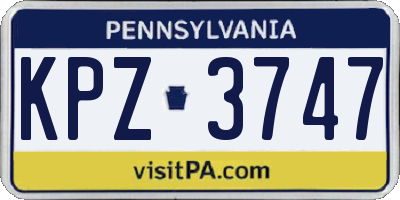 PA license plate KPZ3747