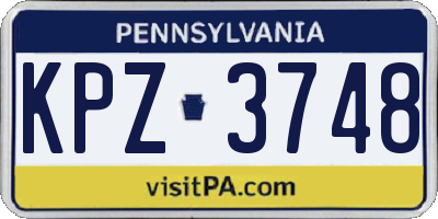 PA license plate KPZ3748