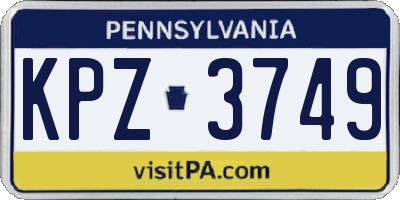 PA license plate KPZ3749