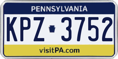 PA license plate KPZ3752