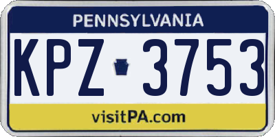 PA license plate KPZ3753