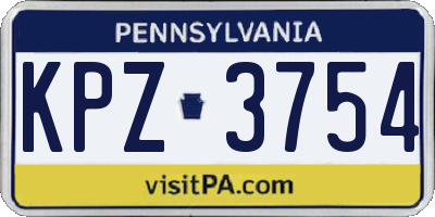 PA license plate KPZ3754