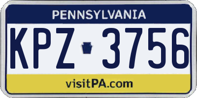 PA license plate KPZ3756