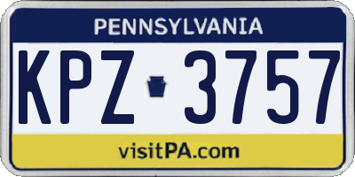 PA license plate KPZ3757