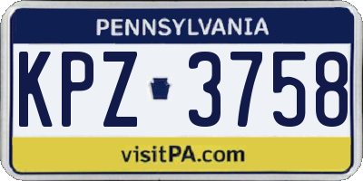 PA license plate KPZ3758