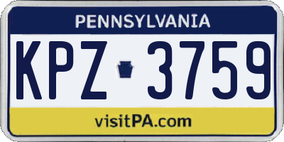 PA license plate KPZ3759