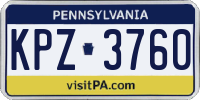 PA license plate KPZ3760
