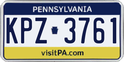 PA license plate KPZ3761