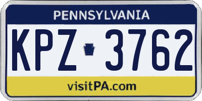 PA license plate KPZ3762