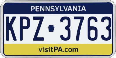 PA license plate KPZ3763