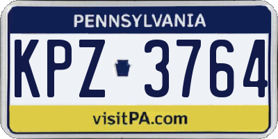 PA license plate KPZ3764