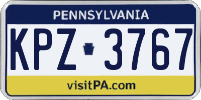PA license plate KPZ3767