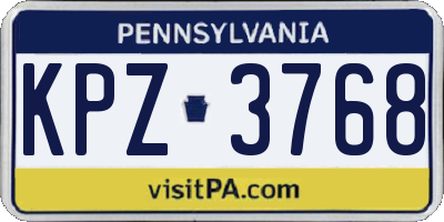 PA license plate KPZ3768