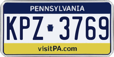 PA license plate KPZ3769