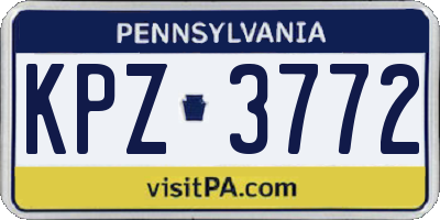 PA license plate KPZ3772