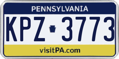 PA license plate KPZ3773