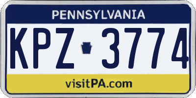PA license plate KPZ3774